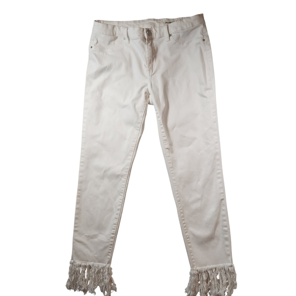 Blank‎ NYC White Fringe Hem Skinny Jeans Womens 30 Boho Stretch Denim